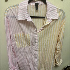 Wild Fable Pink and Orange Striped Shirt